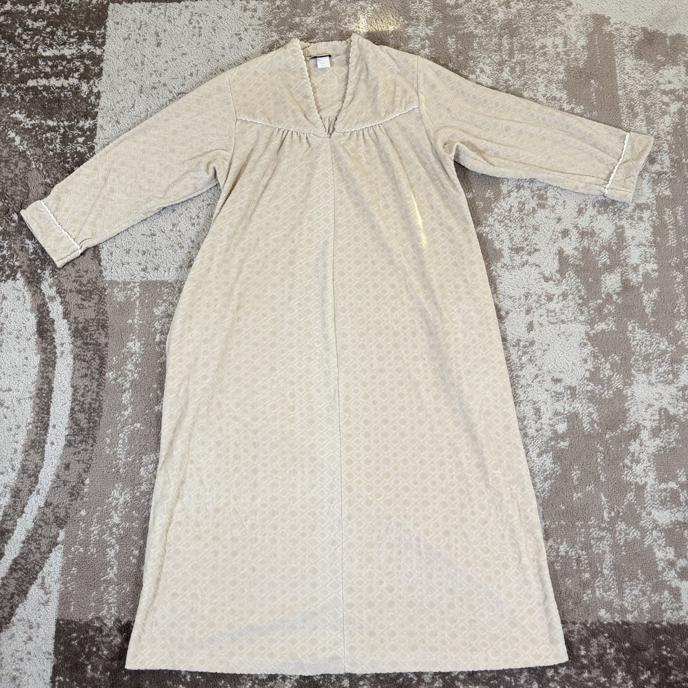 Vintage 80s Christian Dior Women's Nightgown Small Quilted Grandma Designer